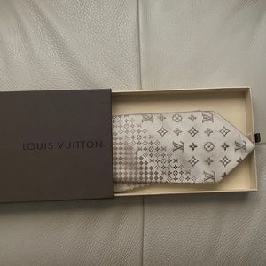 Vintage Louis Vuitton Micro Damier Classic Pattern Checked Silk Tie